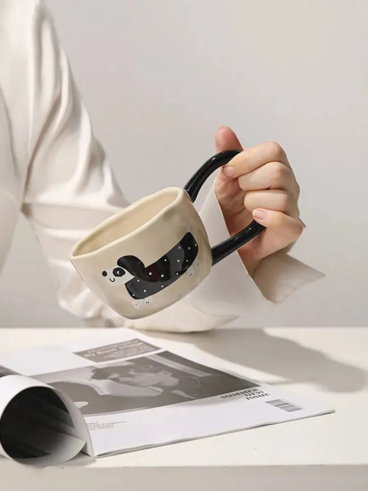 Cute Cartoon Milk Oatmeal Couple Coffee Mug - Bellarte Enchanté Cute Cartoon Milk Oatmeal Couple Coffee Mug